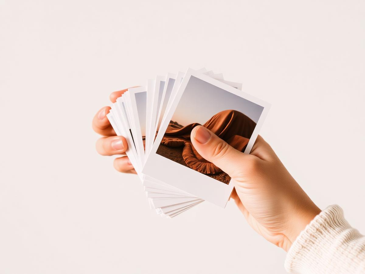 Manos sosteniendo fotografías recién impresas
